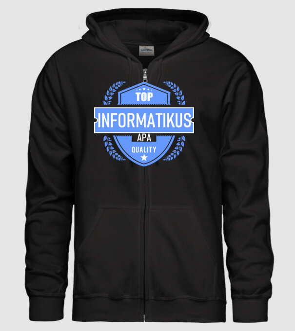 TOP QUALITY INFORMATIKUS APUKA minta fekete pólón