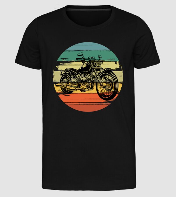 vintage retro motorkerékpár, oldtimer motor minta fekete pólón