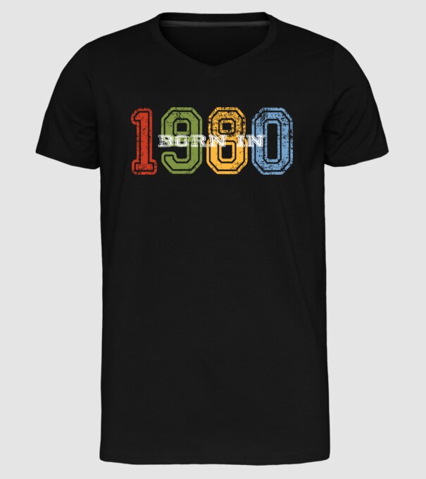 born in 1980 születésnapi felirat minta fekete pólón