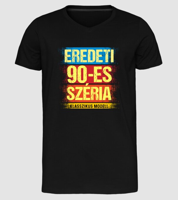 EREDEDI 90-ES SZÉRIA KLASSZKUS MODELL, RETRO SZÜLETÉSNAP minta fekete pólón