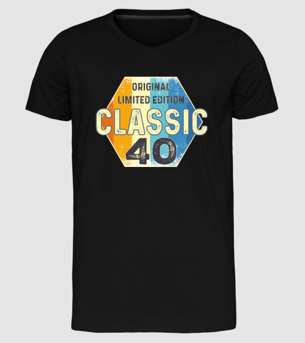 original classic limited edition embléma 40 éves születésnapra minta fekete pólón