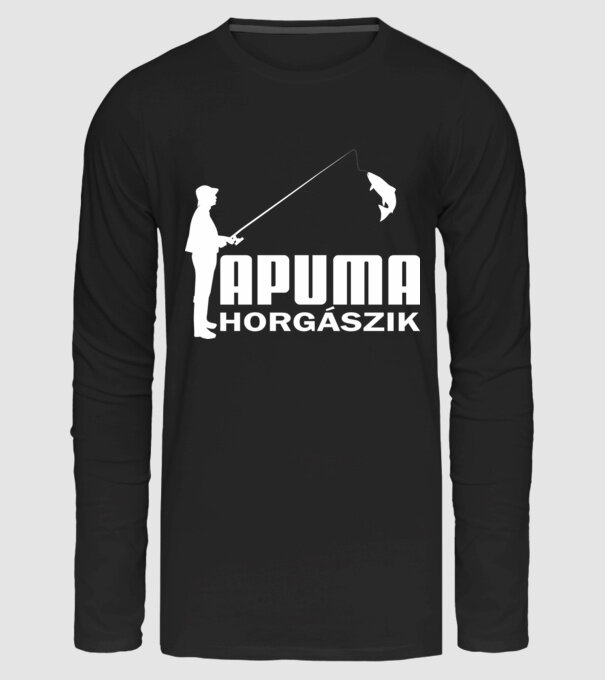 APUMA HORGÁSZIK, PECÁS PÓLÓ minta fekete pólón