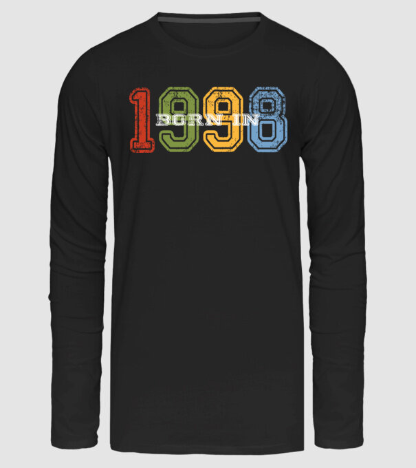 born in 1998 születésnapi felirat minta fekete pólón
