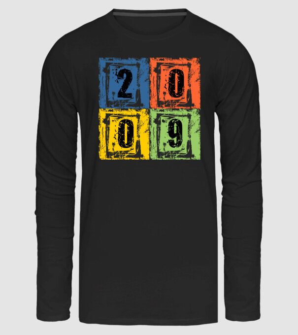 grunge number, szám 2009, évszám minta fekete pólón