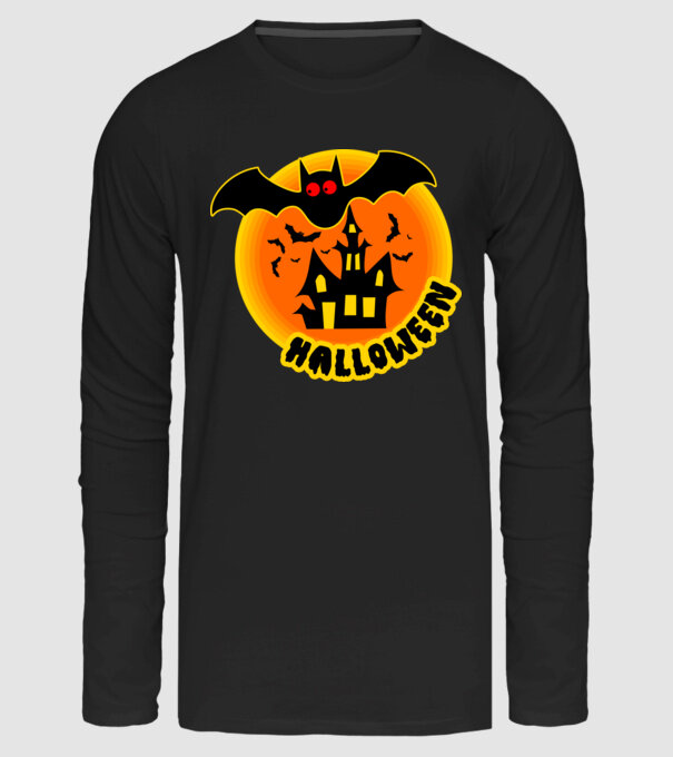HALLOWEEN DENEVÉR ÉS KÍSÉRTETHÁZ minta fekete pólón