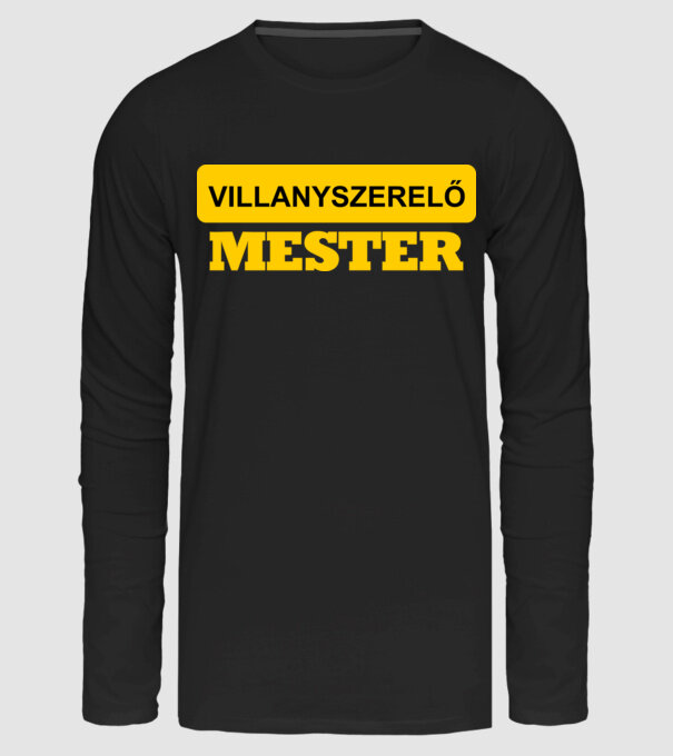 VILLANYSZERELŐ MESTER minta fekete pólón