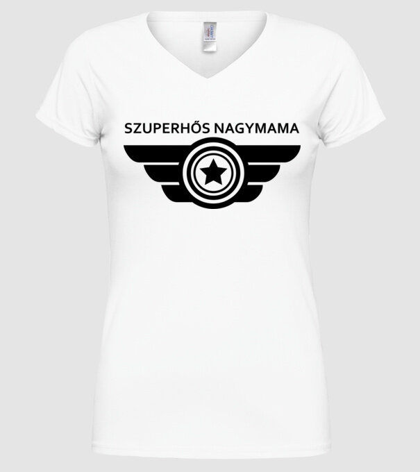 SZUPERHŐS NAGYMAMA minta fehér pólón