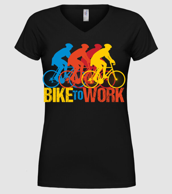 BIKE TO WORK BICAJOZZ A MUNKÁBA fiúk minta fekete pólón