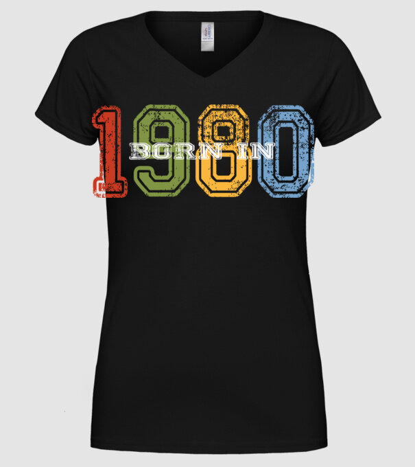 born in 1980 születésnapi felirat minta fekete pólón