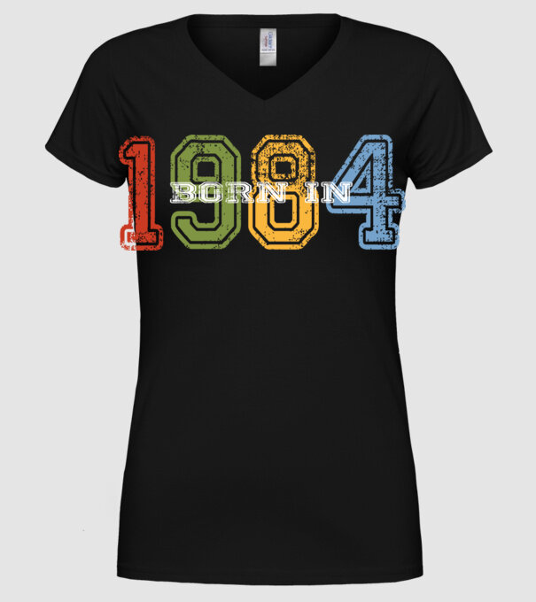 born in 1984 születésnapi felirat minta fekete pólón