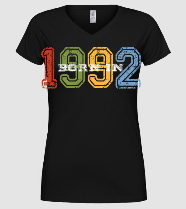 born in 1992 születésnapi felirat minta fekete pólón