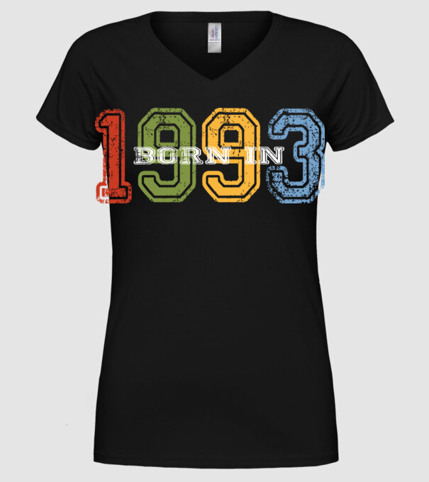 born in 1993 születésnapi felirat minta fekete pólón