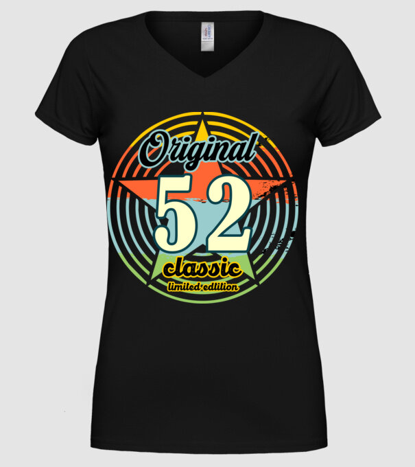 original classic, limited edition, születésnapi embléma, 52 éves minta fekete pólón
