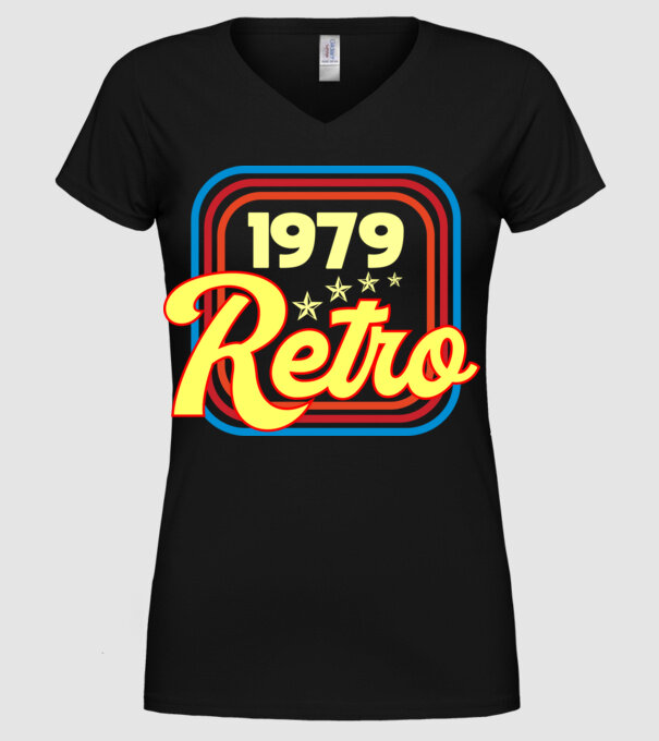 retro születésnapi felirat dátummal 1979 minta fekete pólón