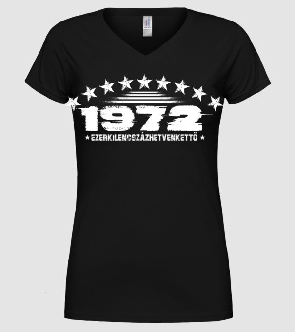 születésnapi dátum, évszám, felirat military stílusban 1972 minta fekete pólón