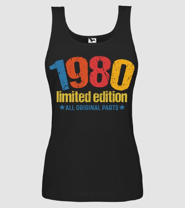 1980 limited edition ,all original parts,retro születésnapi évszám minta fekete pólón