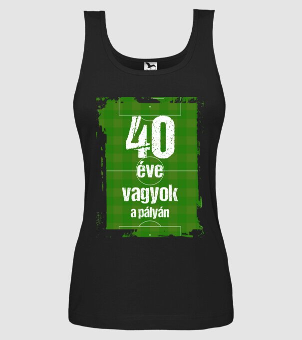 40 éve vagyok a pályán, focistás szülinap minta fekete pólón