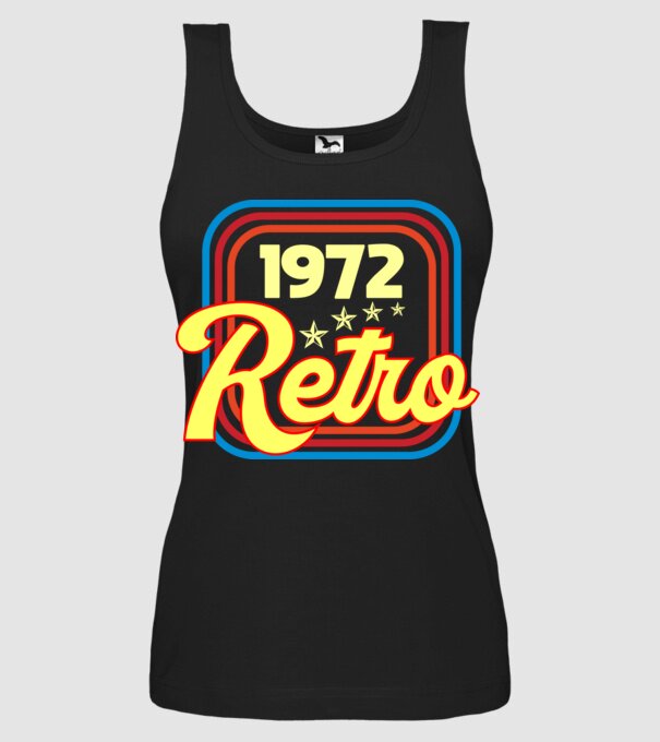 retro születésnapi felirat dátummal 1972 minta fekete pólón
