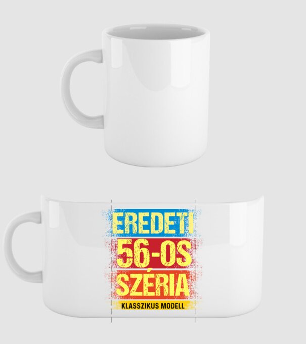 EREDEDI 56-OS SZÉRIA KLASSZKUS MODELL, RETRO SZÜLETÉSNAP minta fehér pólón