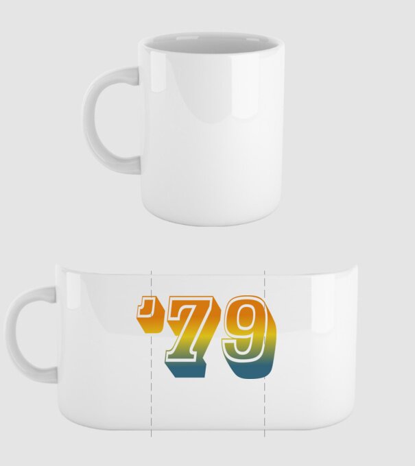 retro stílusú dátum, évszám, rövidített születésnapi dátum '79, 1979 minta fehér pólón