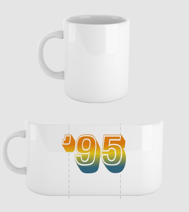 retro stílusú dátum, évszám, rövidített születésnapi dátum '95, 1995 minta fehér pólón