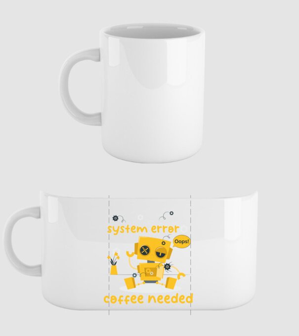 system error coffee needed robot minta fehér pólón