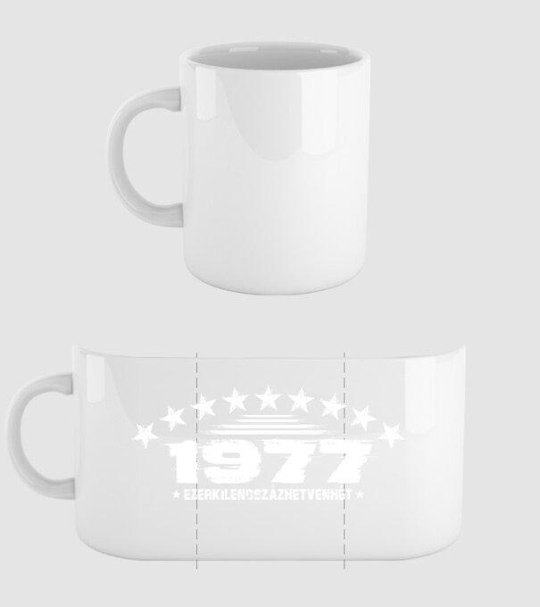 születésnapi dátum, évszám, felirat military stílusban 1977 minta fehér pólón