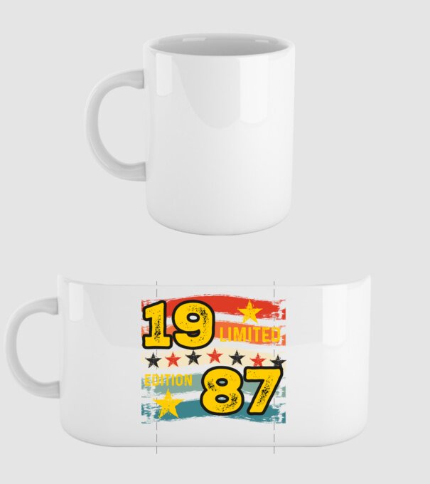 VINTAGE LIMITED EDITION RETRO STÍLUS SZÜLETÉSNAPI DÁTUM 1987 minta fehér pólón