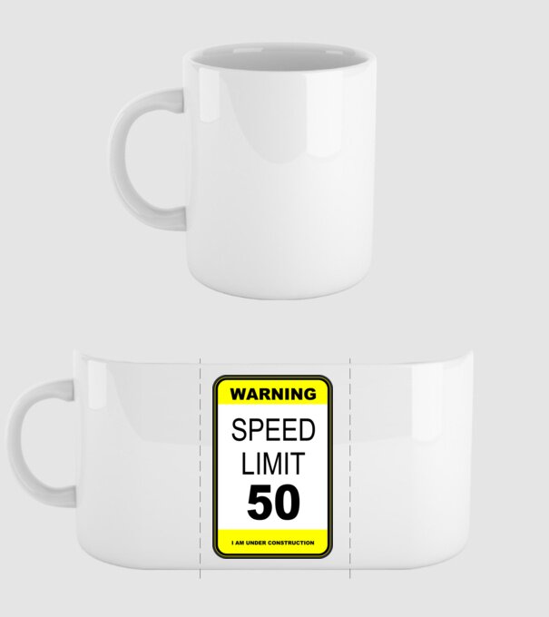 warning speed limit 50 , under construction minta fehér pólón