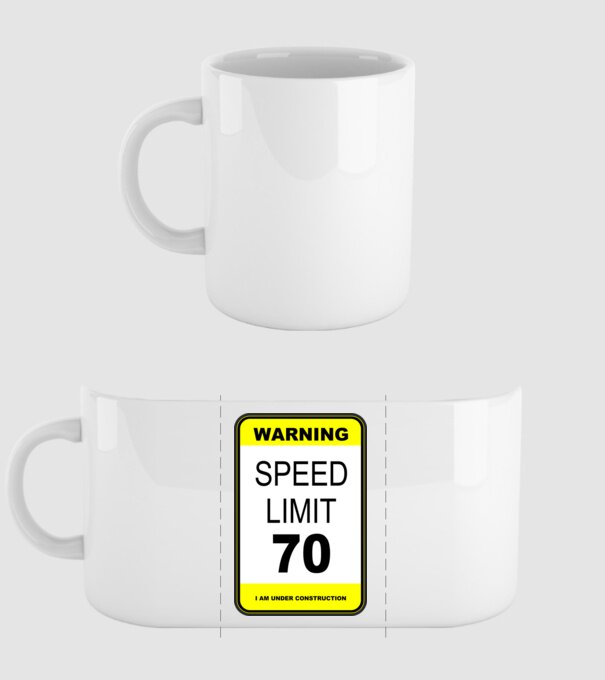 warning speed limit 70 , under construction minta fehér pólón