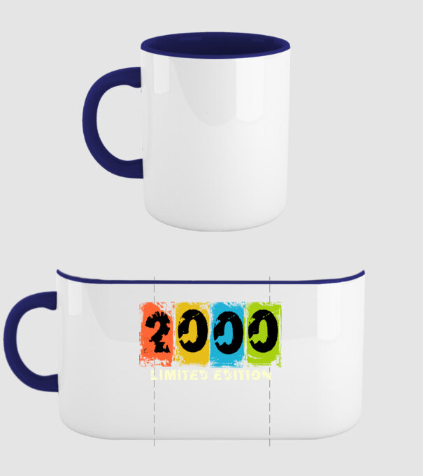 grunge évszám, limited edition felirattal, születésnapi dátum, 2000 minta sötétkék pólón