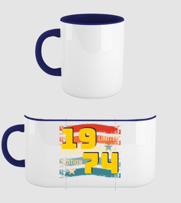 retró évszám, limited edition dátum, vintage stílus, 1974 minta sötétkék pólón