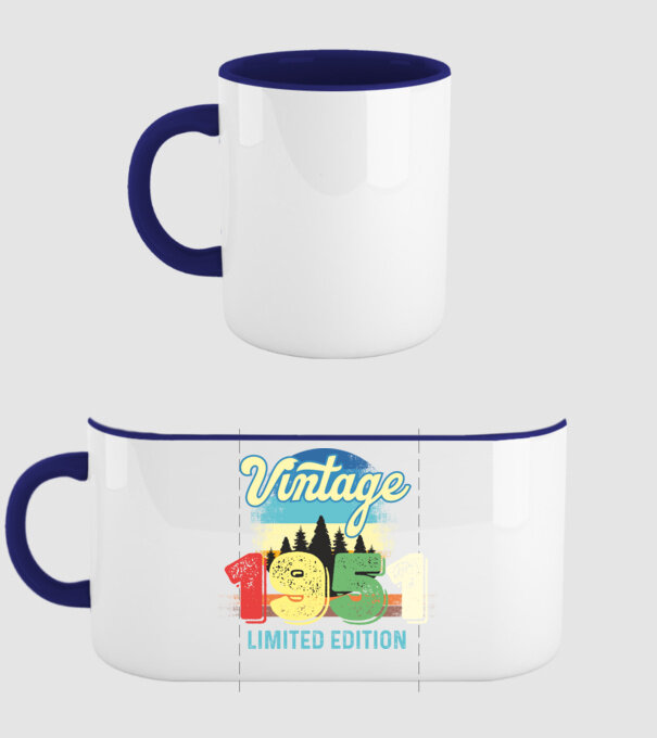 vintage évszám, limited edition, 1951-ben születetteknek minta sötétkék pólón