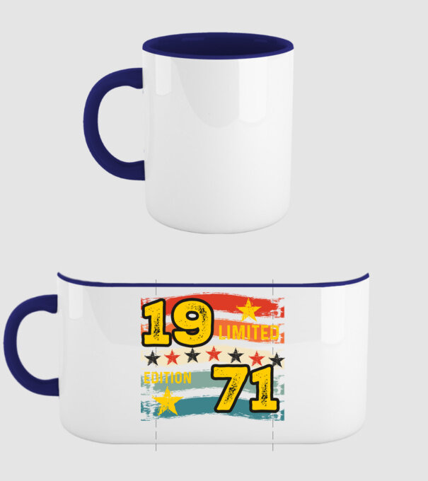 VINTAGE LIMITED EDITION RETRO STÍLUS SZÜLETÉSNAPI DÁTUM 1971 minta sötétkék pólón