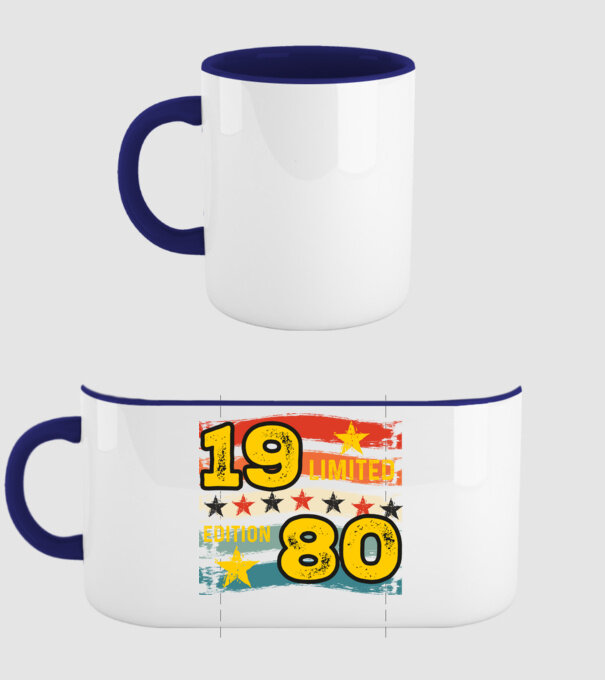 VINTAGE LIMITED EDITION RETRO STÍLUS SZÜLETÉSNAPI DÁTUM 1980 minta sötétkék pólón