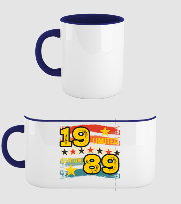 VINTAGE LIMITED EDITION RETRO STÍLUS SZÜLETÉSNAPI DÁTUM 1989 minta sötétkék pólón