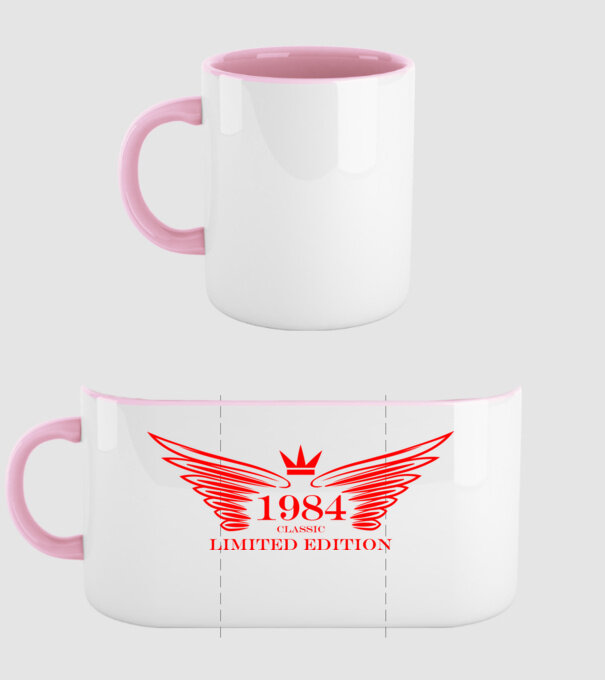 classic limited edition wing, szárnyas koronás születésnapi embléma 1984 minta világos rózsaszín pólón
