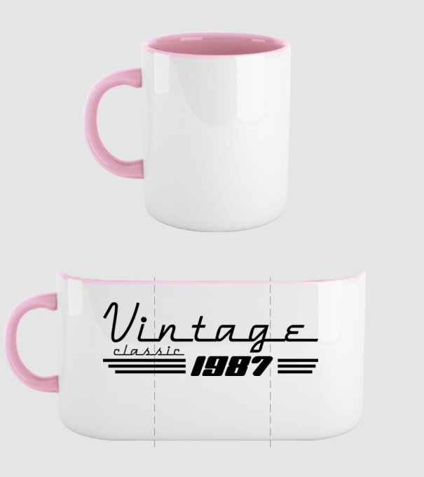 vintage classic amerikai retro stílusú születésnapi felirat 1987 minta világos rózsaszín pólón