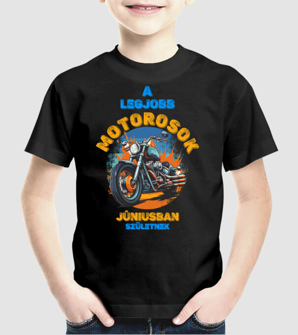 legjobb motorosok JÚNIUSBAN születnek minta fekete pólón