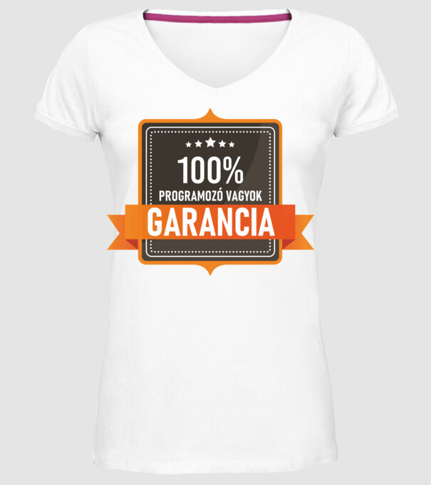 GARANCIA 100% PROGRAMOZÓ VAGYOK minta fehér pólón