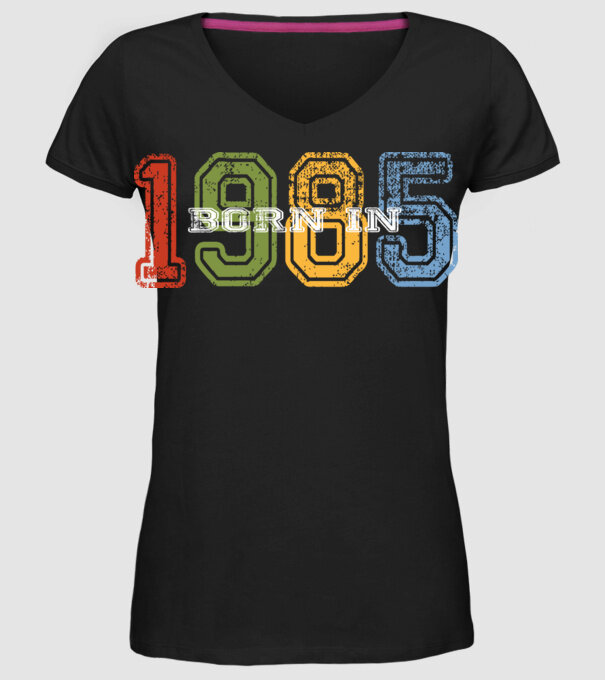 born in 1985 születésnapi felirat minta fekete pólón