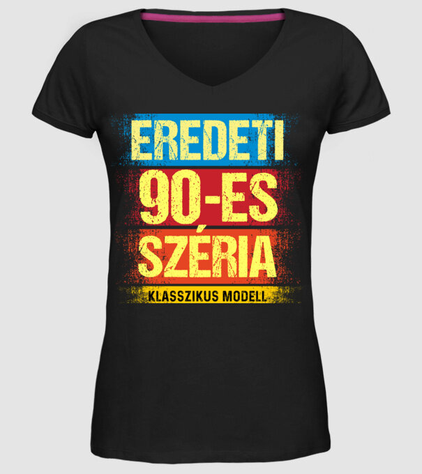 EREDEDI 90-ES SZÉRIA KLASSZKUS MODELL, RETRO SZÜLETÉSNAP minta fekete pólón