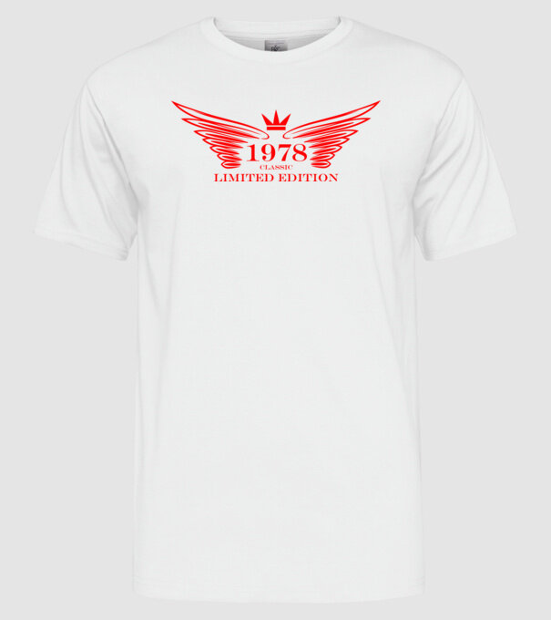 classic limited edition wing, szárnyas koronás születésnapi embléma 1978 minta fehér pólón