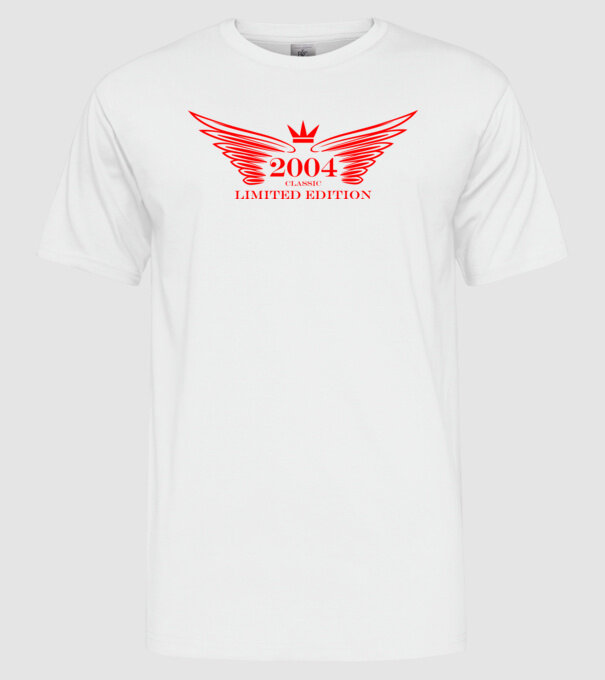 classic limited edition wing, szárnyas koronás születésnapi embléma 2004 minta fehér pólón