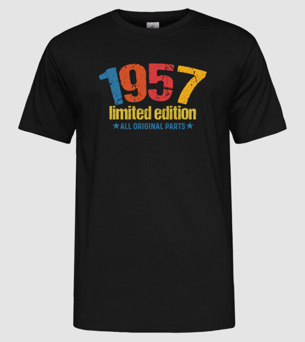 1957 limited edition ,all original parts, retro születésnapi évszám minta fekete pólón