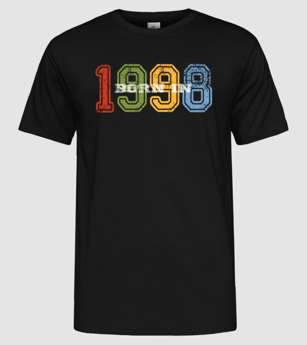 born in 1998 születésnapi felirat minta fekete pólón
