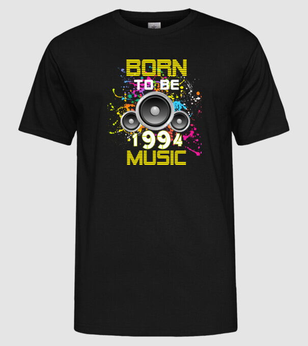 born to be music 1994-ben született, zenés szülinapi minta minta fekete pólón