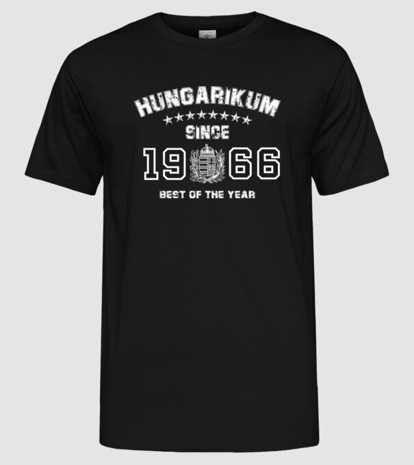 hungarikum since 1966 best of the year, magyar címer minta fekete pólón