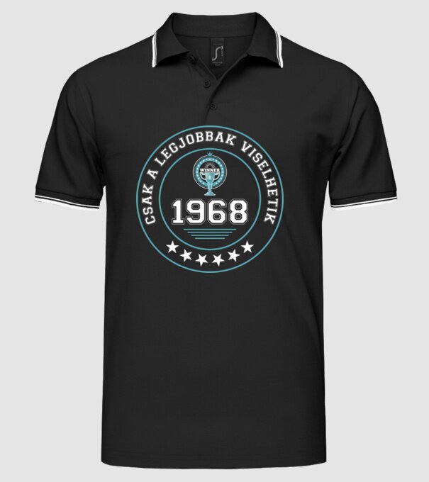 csak a legjobbak viselhetik születésnapi embléma 1968 minta fekete pólón