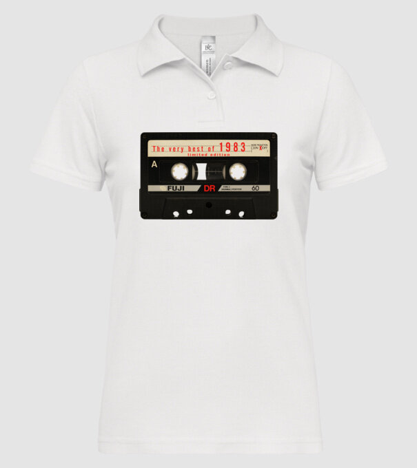 retro audio kazetta, best of the year, születésnapi magnókazetta, 1983 minta fehér pólón